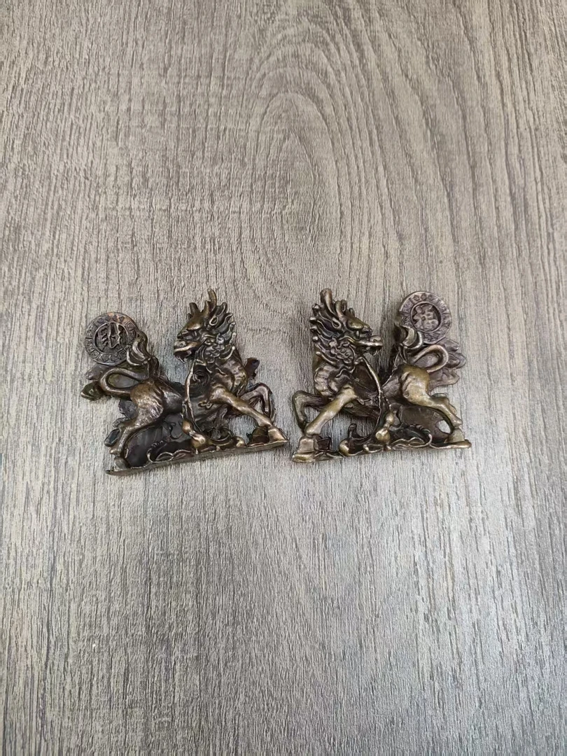 孤品捡漏 麒麟摆件一对