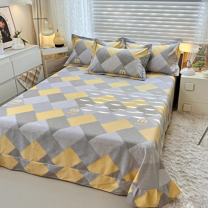 床单单件100全棉纯棉加厚加密四季可用单双人加厚加密直角荷叶边