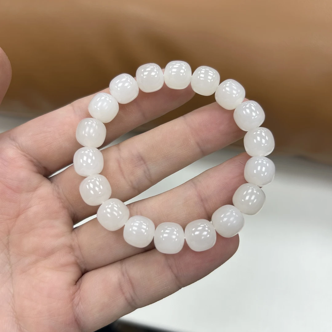 仙玉恒【天然和田玉】收藏完美级野牛沟料黄暖白手串 单珠约10mm