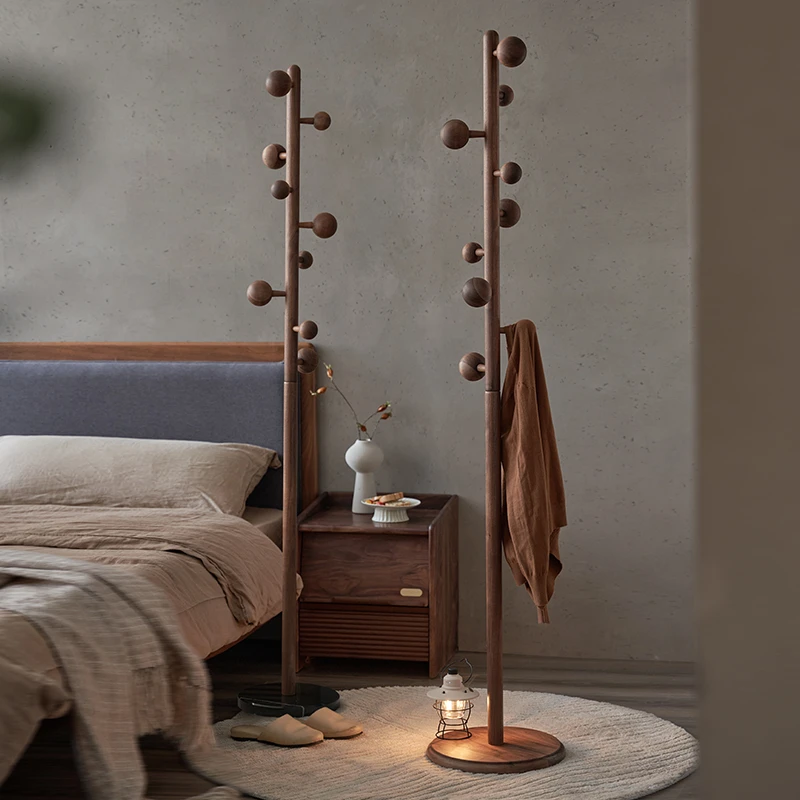 色格 星芒·黑胡桃实木卧室落地衣架家用挂衣架客厅简约室内衣帽架