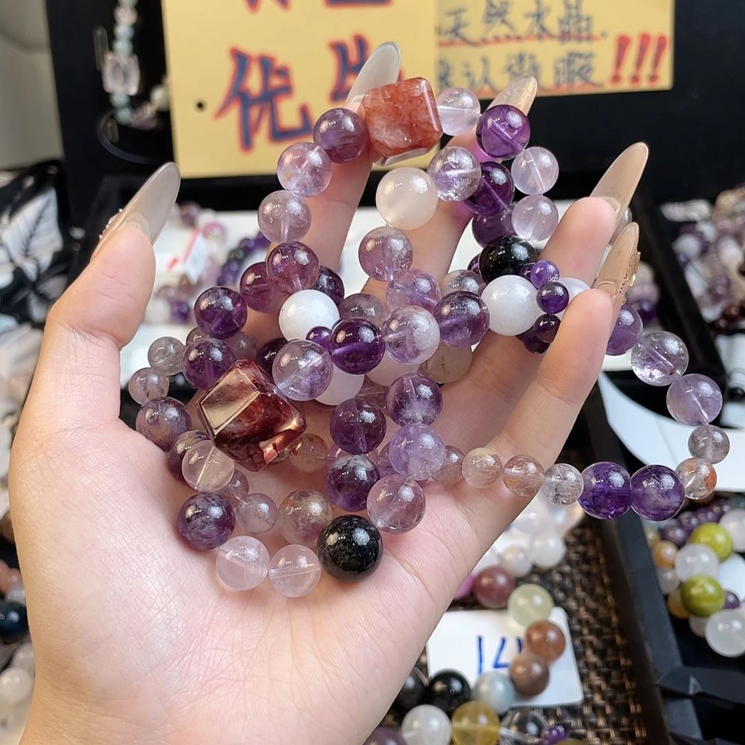 水晶手串未镶嵌紫色双圈