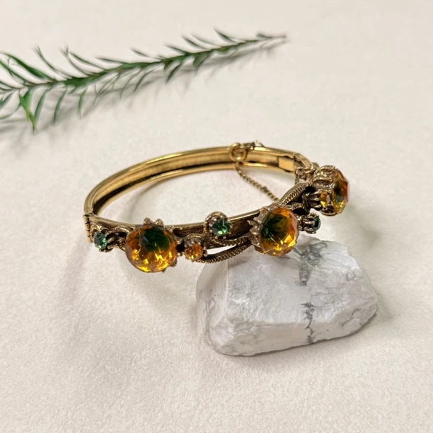 铜合金合成锆石手镯 【六六中古】孤品复古手镯gm0754