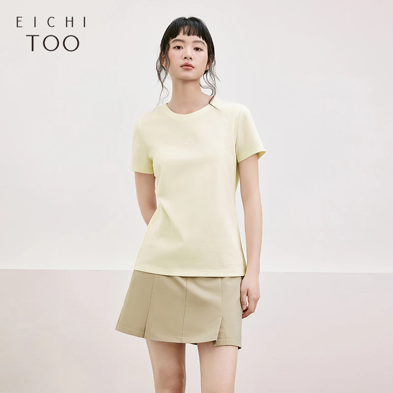 A爱居兔2025夏新款女舒适透气品质感含莱赛尔短袖T恤ENTBJ2Q033A