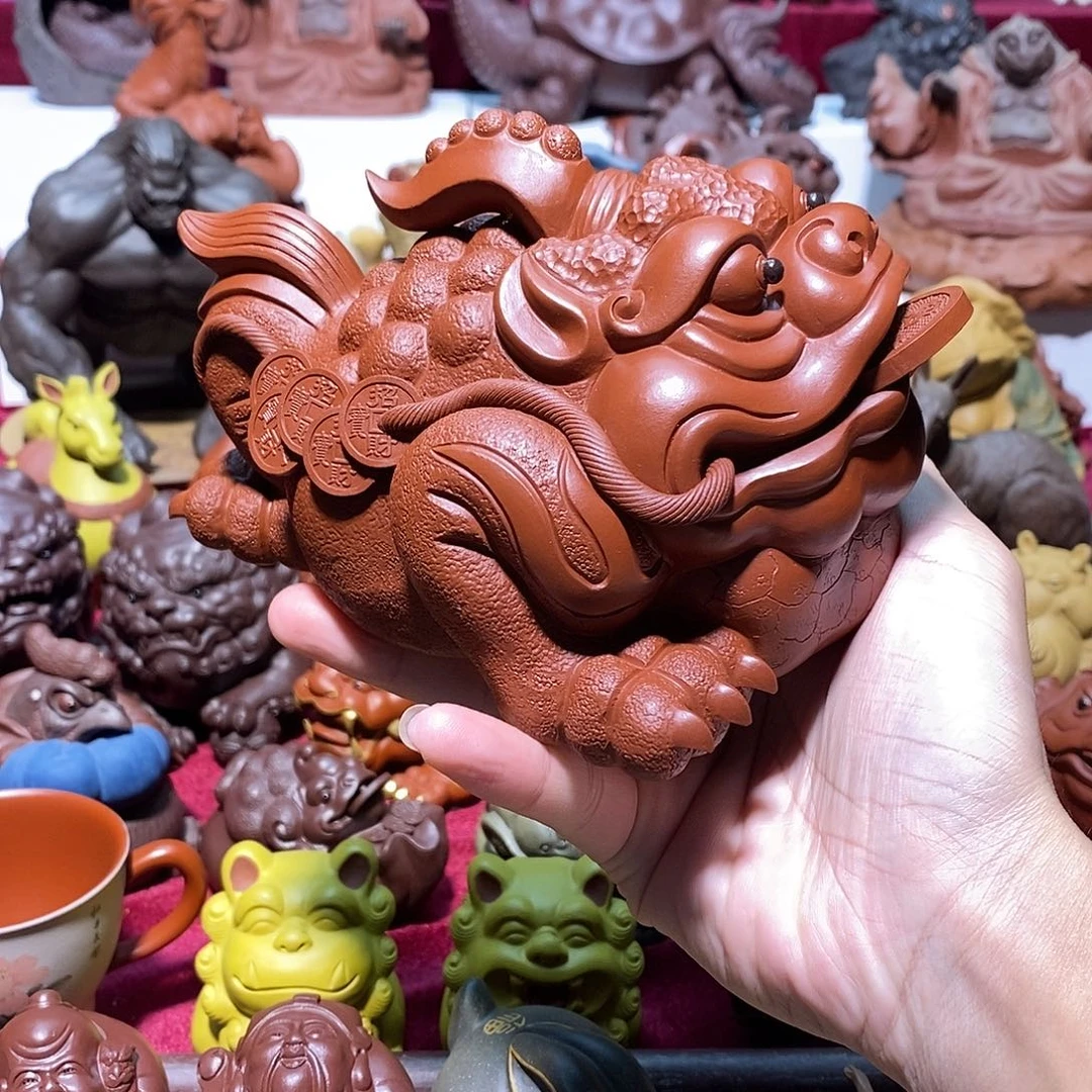 茶宠紫砂宜兴紫砂17厘米鸿运当头