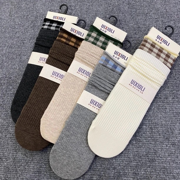 秋冬季女款格格百搭堆堆袜五双装