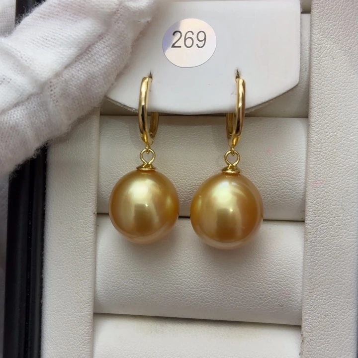 海水珍珠银S925镶嵌耳饰