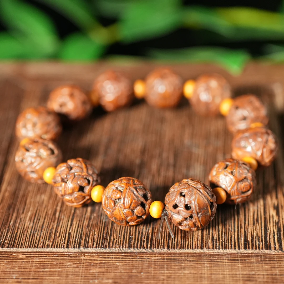 镂空核雕圆珠手串【古珠精选】AHD250429026