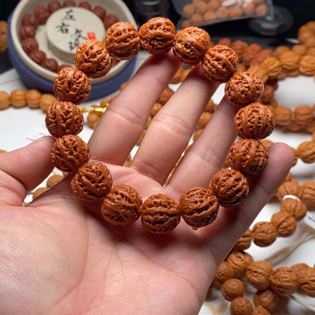 文玩核桃手串万***牛粗筋西瓜纹小核桃