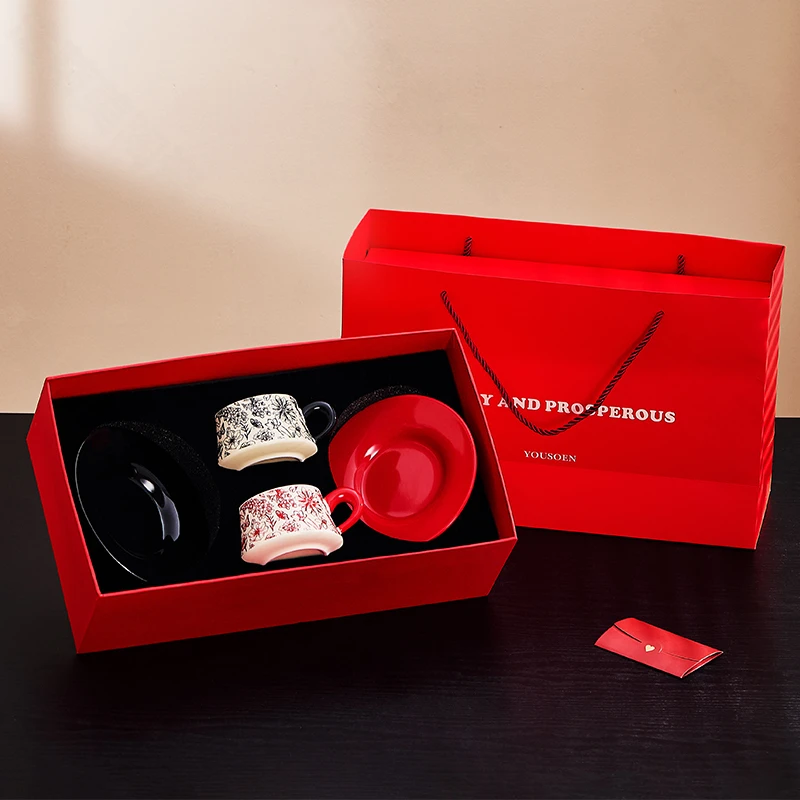 轻奢水杯情人节伴手礼礼物咖啡茶杯咖啡杯碟婚庆礼品杯子精致复古