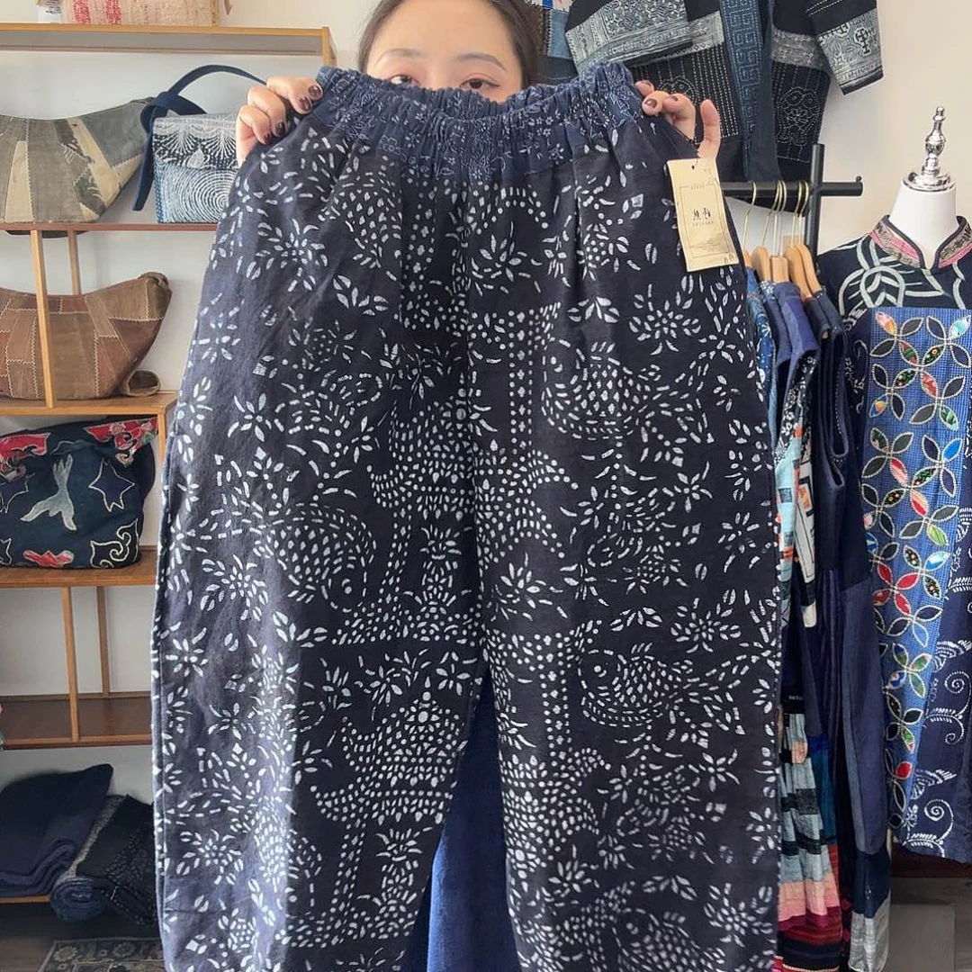 棉无填充物妤然服饰土布豆染裤