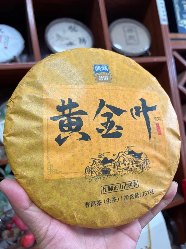 2024忙肺古树黄金叶357克茶饼！