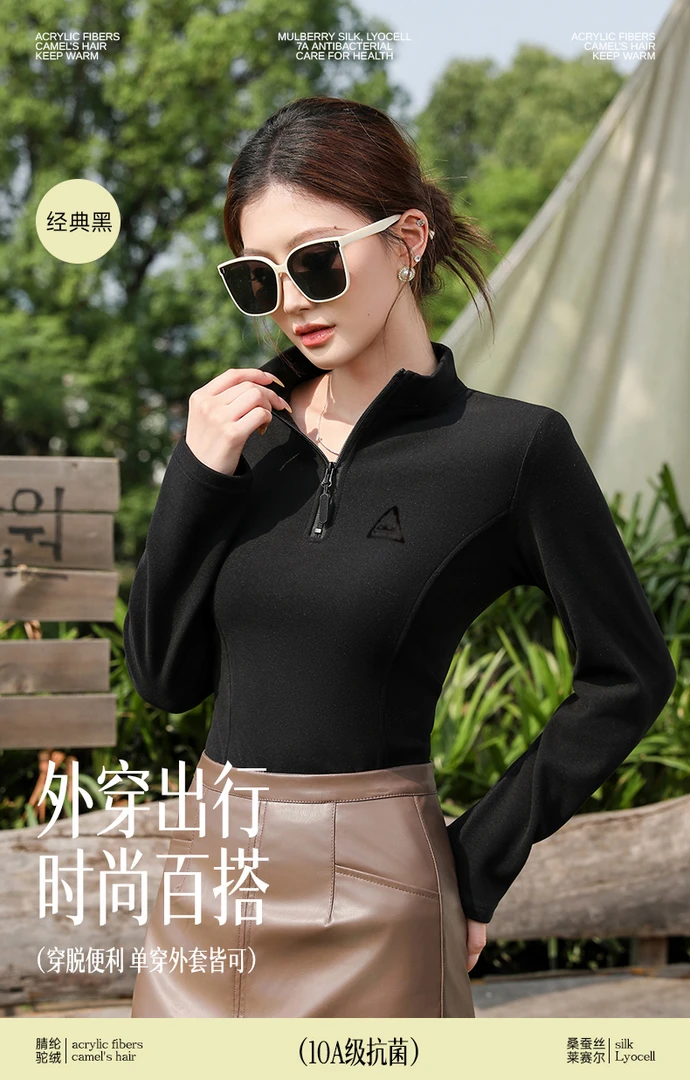 【全额运补】lulu2512加绒休闲风女款拉链半高领经典