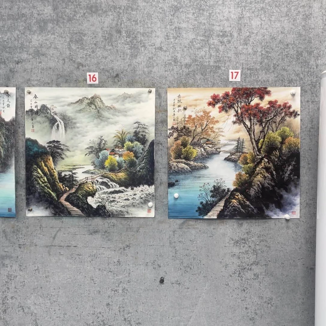 国画共*天绘画作品黄喜三画芯斗方 两幅