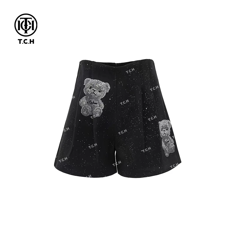 私服-TCH潮牌可爱小熊烫钻短裤T72C21E5022-