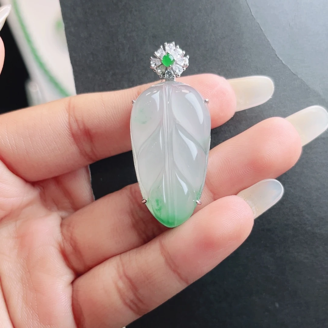 石英质玉银S925镶嵌吊坠(不含链)