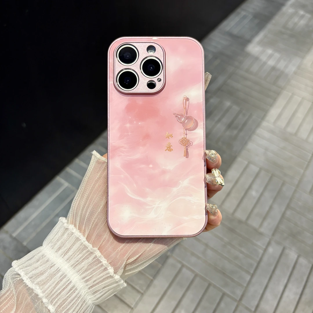 苹果/华为/oppo/vivo/小米 如意福禄适用iPhone17/16玻璃手机壳