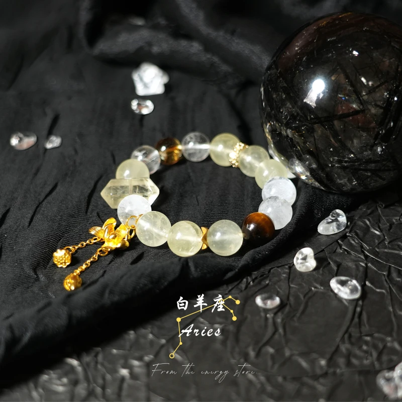 白羊座本命手串丨天然黄塔晶+金虎眼舒缓情绪增强自信