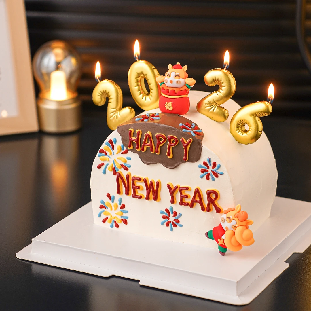 马年新年蛋糕装饰2026金色数字蜡烛跨年元旦新春派对烘焙装扮插件