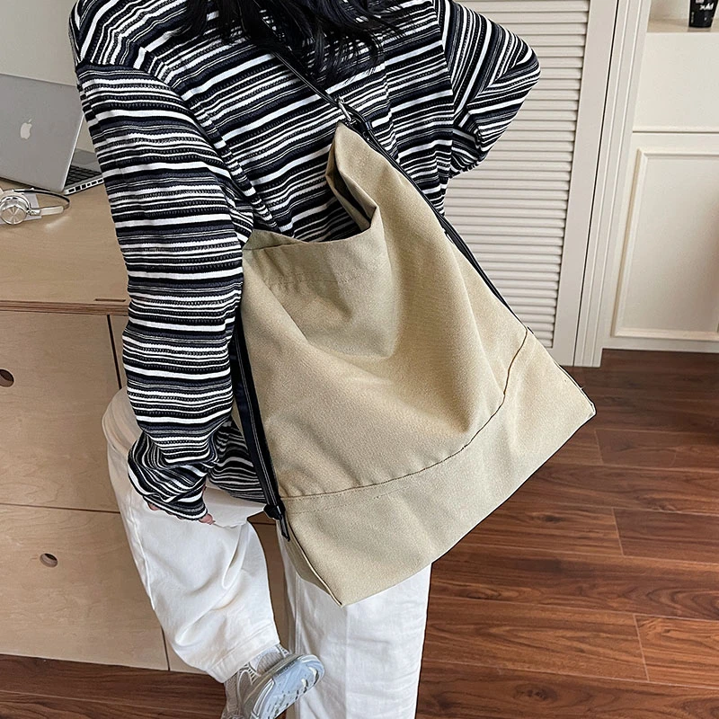 简约百搭大容量单肩包2025夏季新款帆布休闲时尚潮单肩包托特包