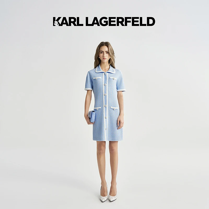 KARL LAGERFELD卡尔拉格斐2025夏季新款针织连衣裙老佛爷M22E13A5