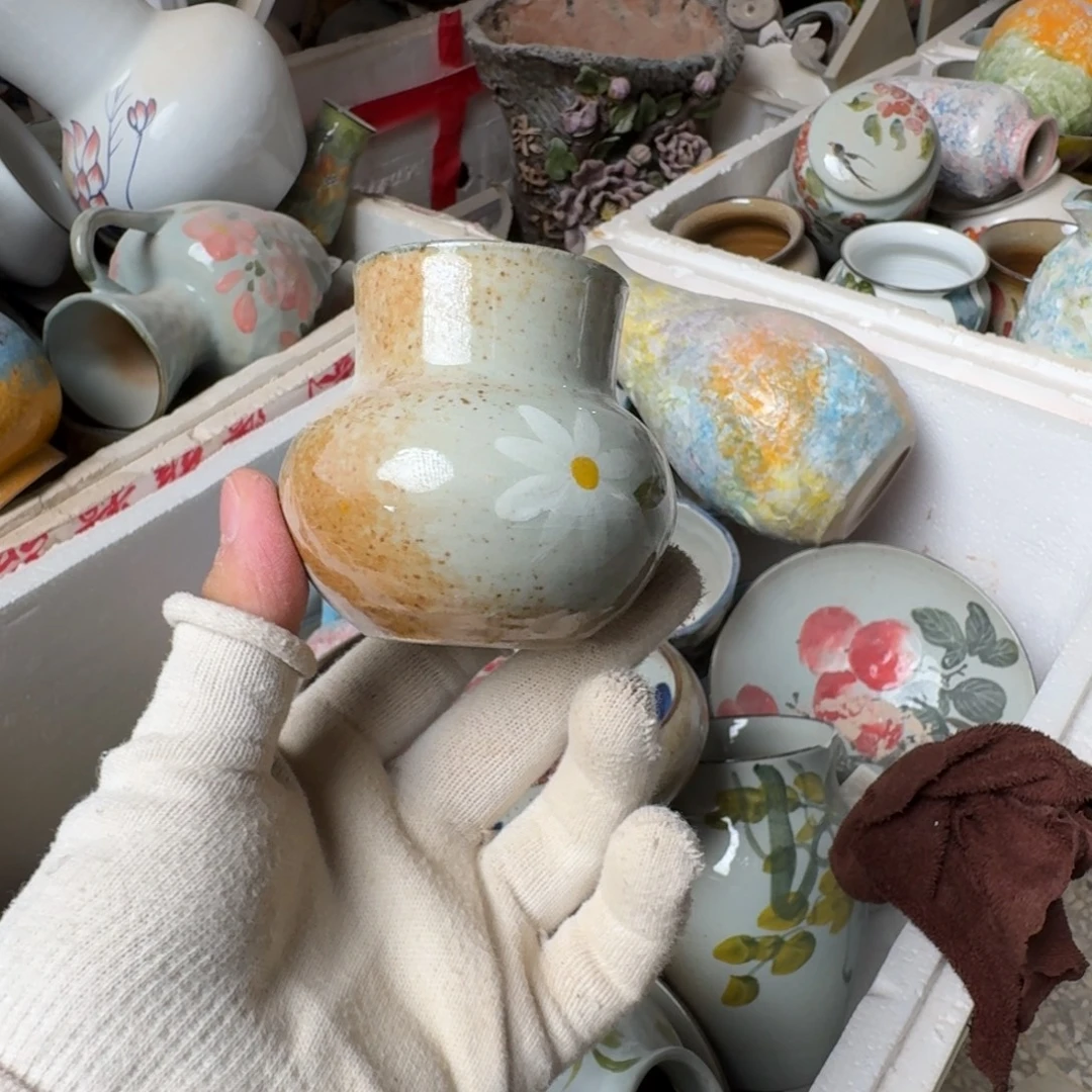 釉下彩瑕疵处理花瓶71