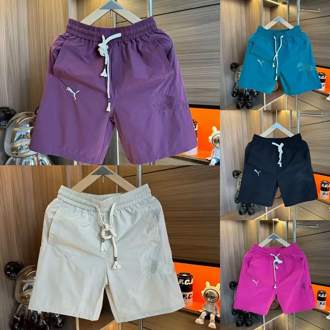 常规款高弹力简约风5g直筒裤短裤刺绣速干潮流夏款男款五分裤