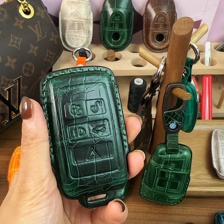 胖***大路虎墨绿色鳄鱼皮钥匙套,手绳