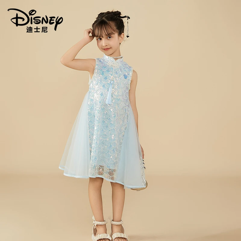 【TQ】Disney/迪士尼女童夏款洋气亮片甜美淑女公主连衣裙XCR2SQ095