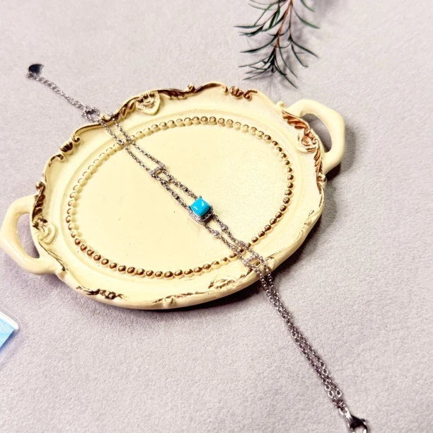 【六六中古】孤品复古绿松石s925手链te6543手围18以内