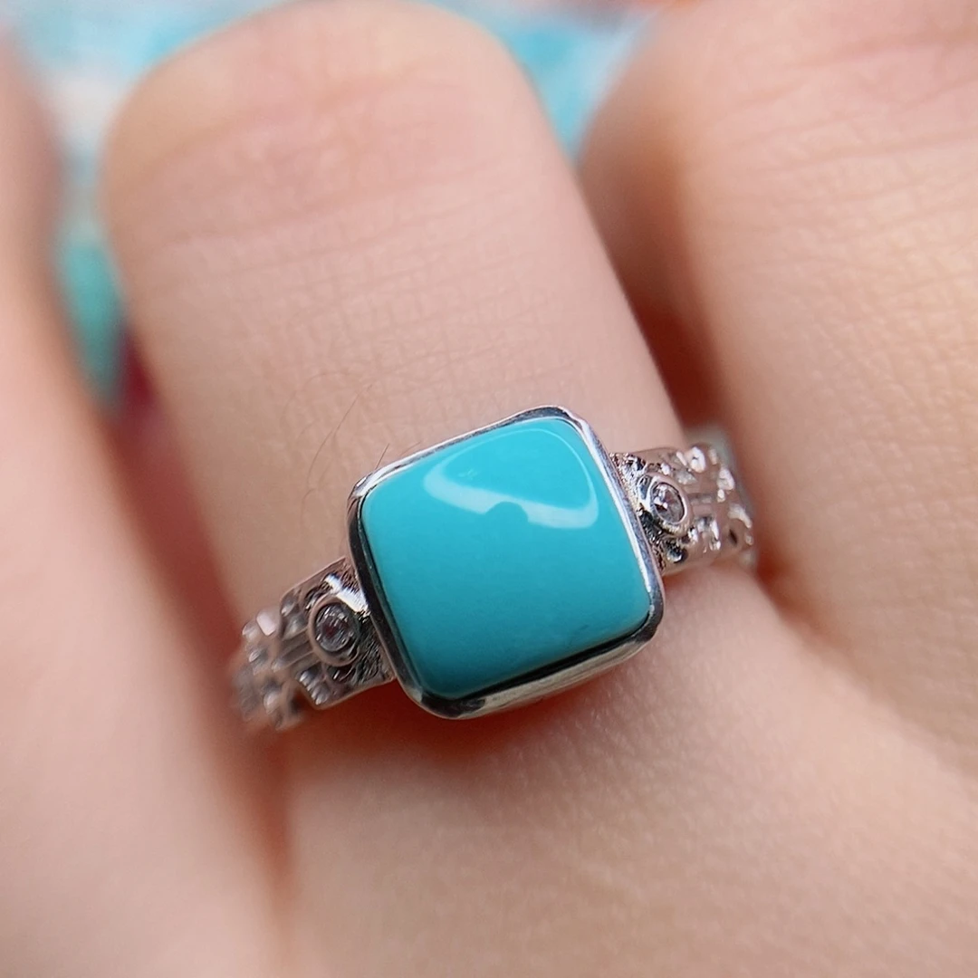 绿松石戒指银S925镶嵌