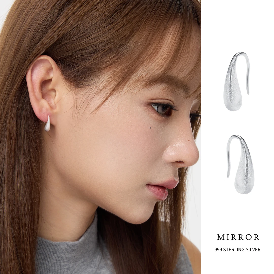 小麋人 足银耳饰 CE9452「鲁伯特之泪」简约拉丝水滴耳钩女耳环耳饰