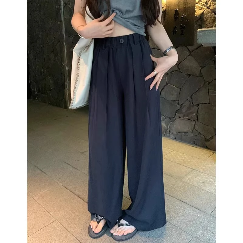 番茄妹妹Tomatosister松弛chill慵懒抽绳阔腿裤亚麻天丝休闲长裤