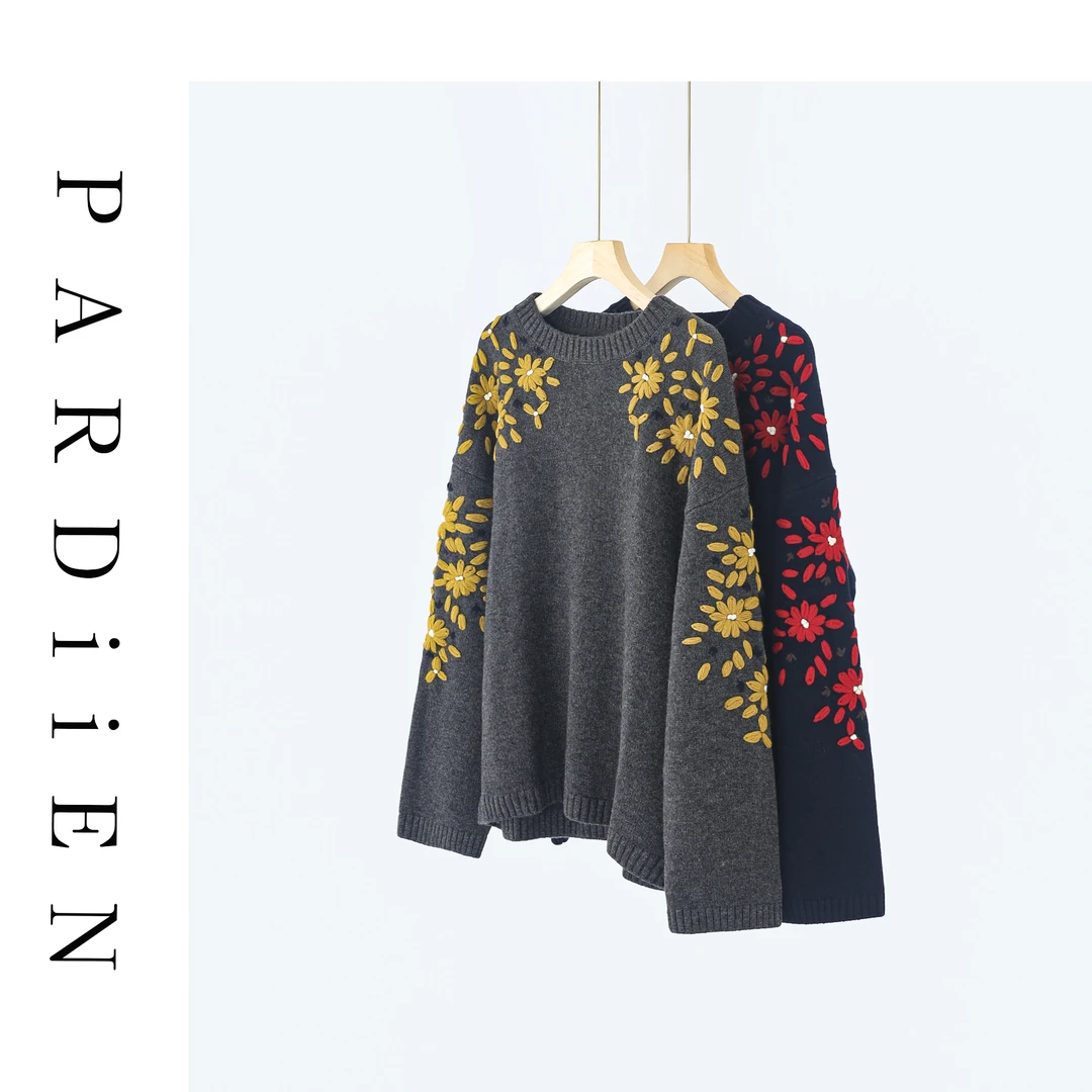 【北总严选】帕迪恩百搭针织刺绣花朵圆领衫25PD-251085