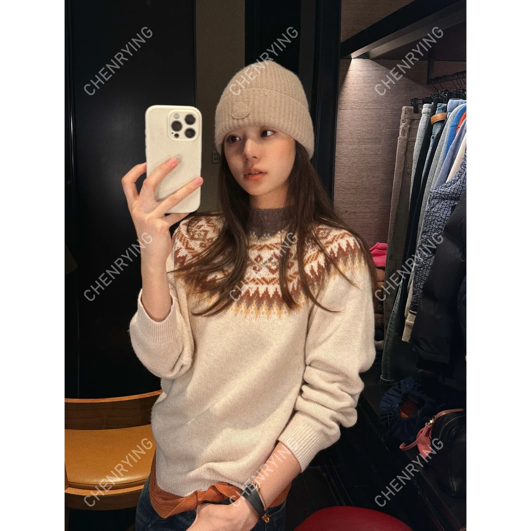 J.JOEY "100绵羊毛"新款极简风圆领针织宽松套头毛衣 C50927