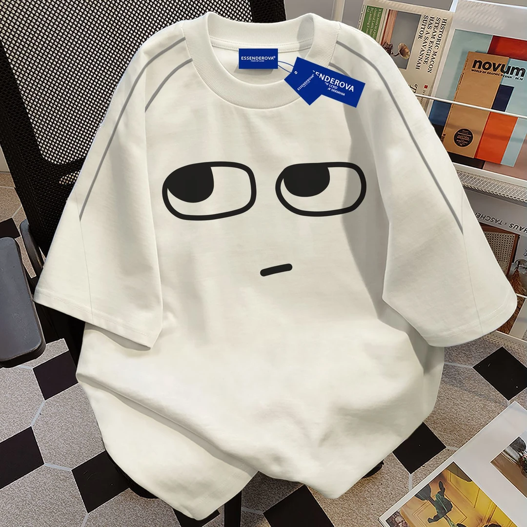 100%纯棉简约通勤字母短袖t恤男女夏季爆款显瘦圆领情侣上衣ins风