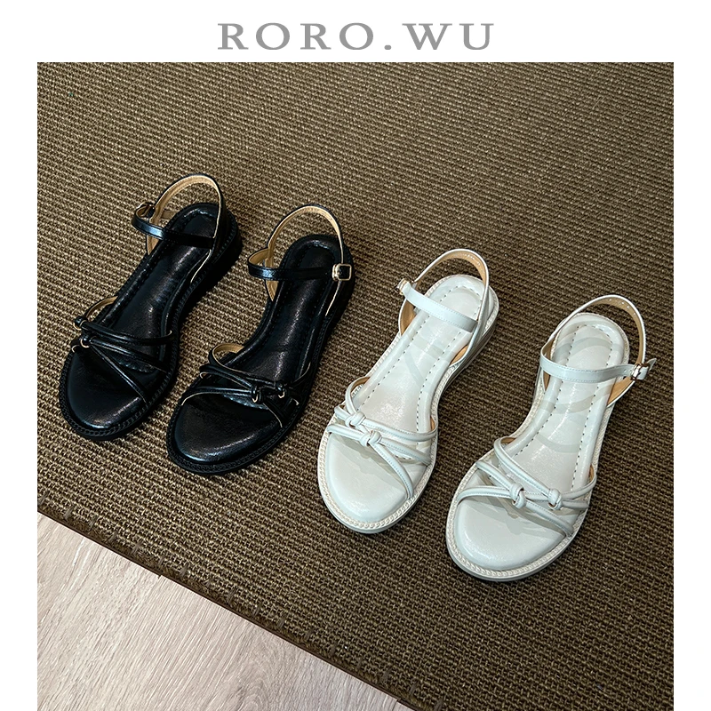 娆娆吴·羊皮夏季文艺简约扣带露趾百搭通勤时尚凉鞋女鞋T580