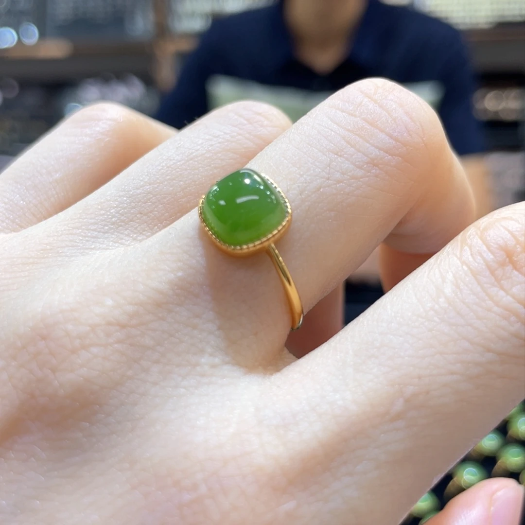 和田玉戒指银S925镶嵌