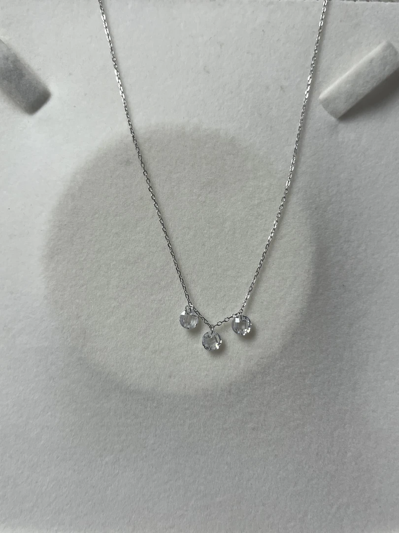 链子925银 三颗石设计款项链