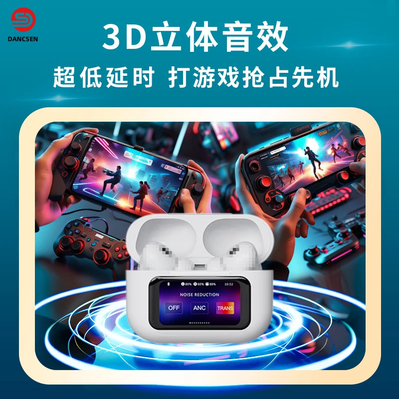 新款华强北五代爆款A9Pro蓝牙耳机显示屏超长续航ANC降噪无线耳机