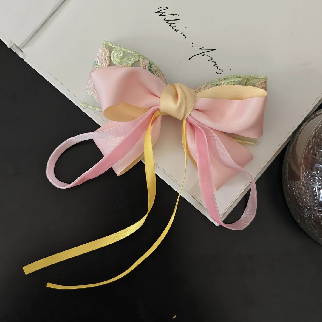 1696甜美国风蝴蝶结弹簧夹（手工微瑕介意勿拍）