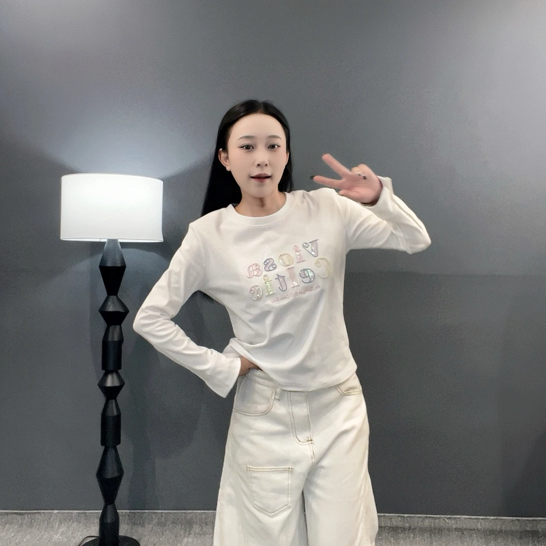 【花芊芊供应】新款常规版型长袖打底显瘦洋气时尚百搭休闲体恤秋款