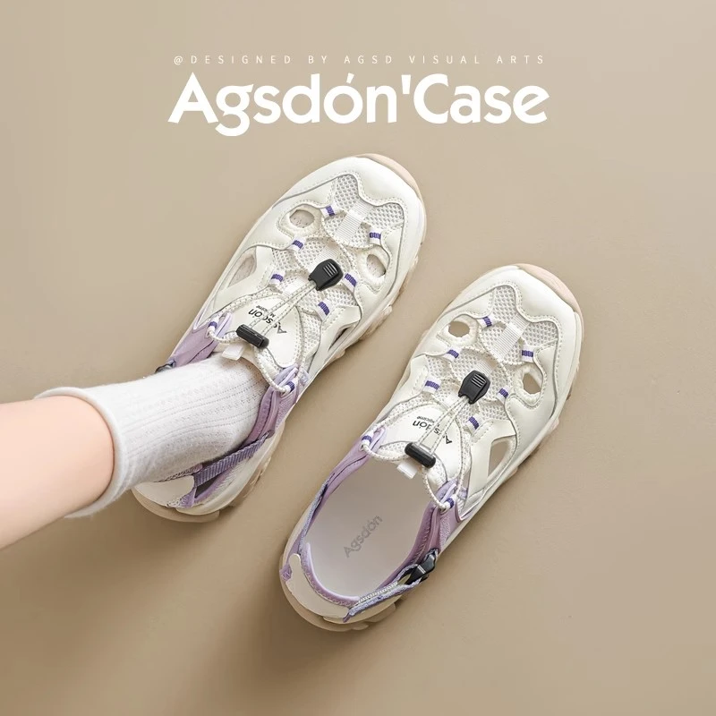 /奥古狮登运动凉鞋女2025新款夏季厚底镂空透气洞洞鞋户外溯溪鞋Q