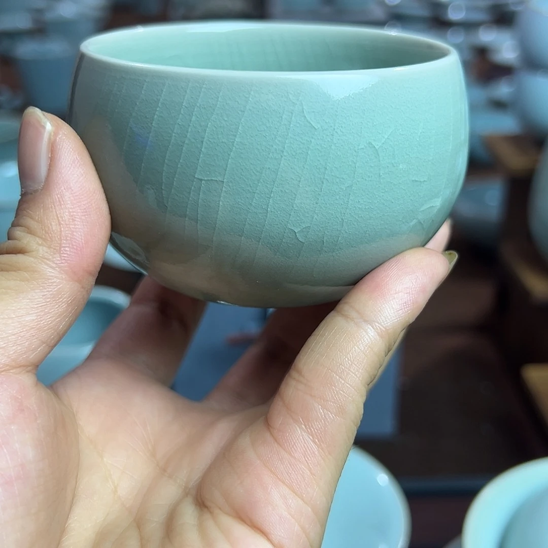 停**北微微瑕福利：全手工仿古青绿禅定杯