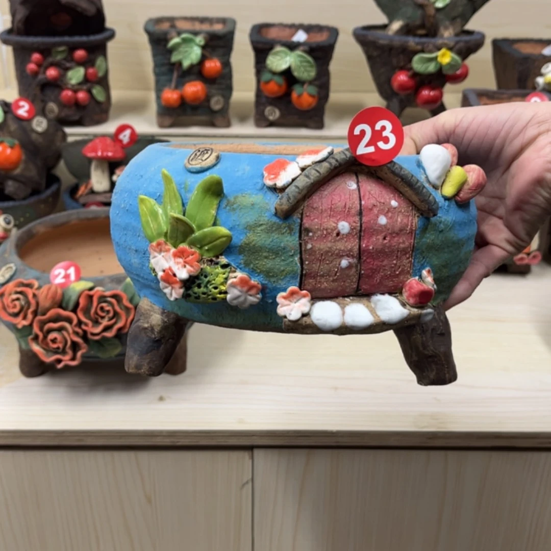 【闪购商品】紫砂花盆23号内口16×15.5脚高13.5