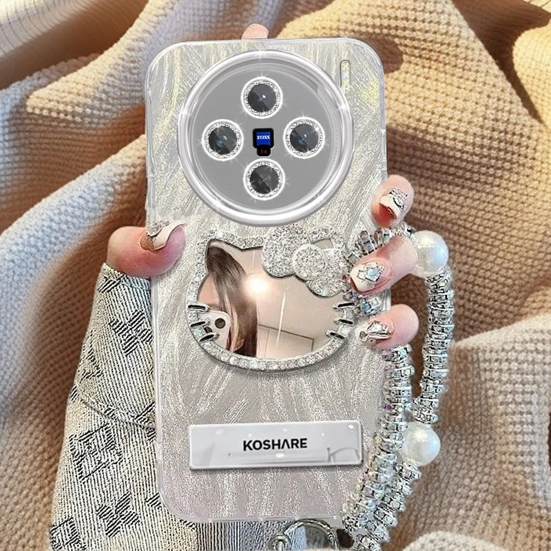 自带镜头膜VIVOX200S手机壳镶钻kt猫镜子V2458A全包防摔x200s软壳