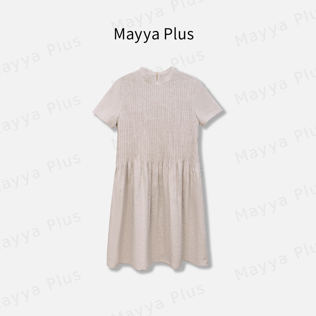 【王褶归来】Mayya Plus麦芽定制夏季高级感亚麻显瘦连衣裙32528952