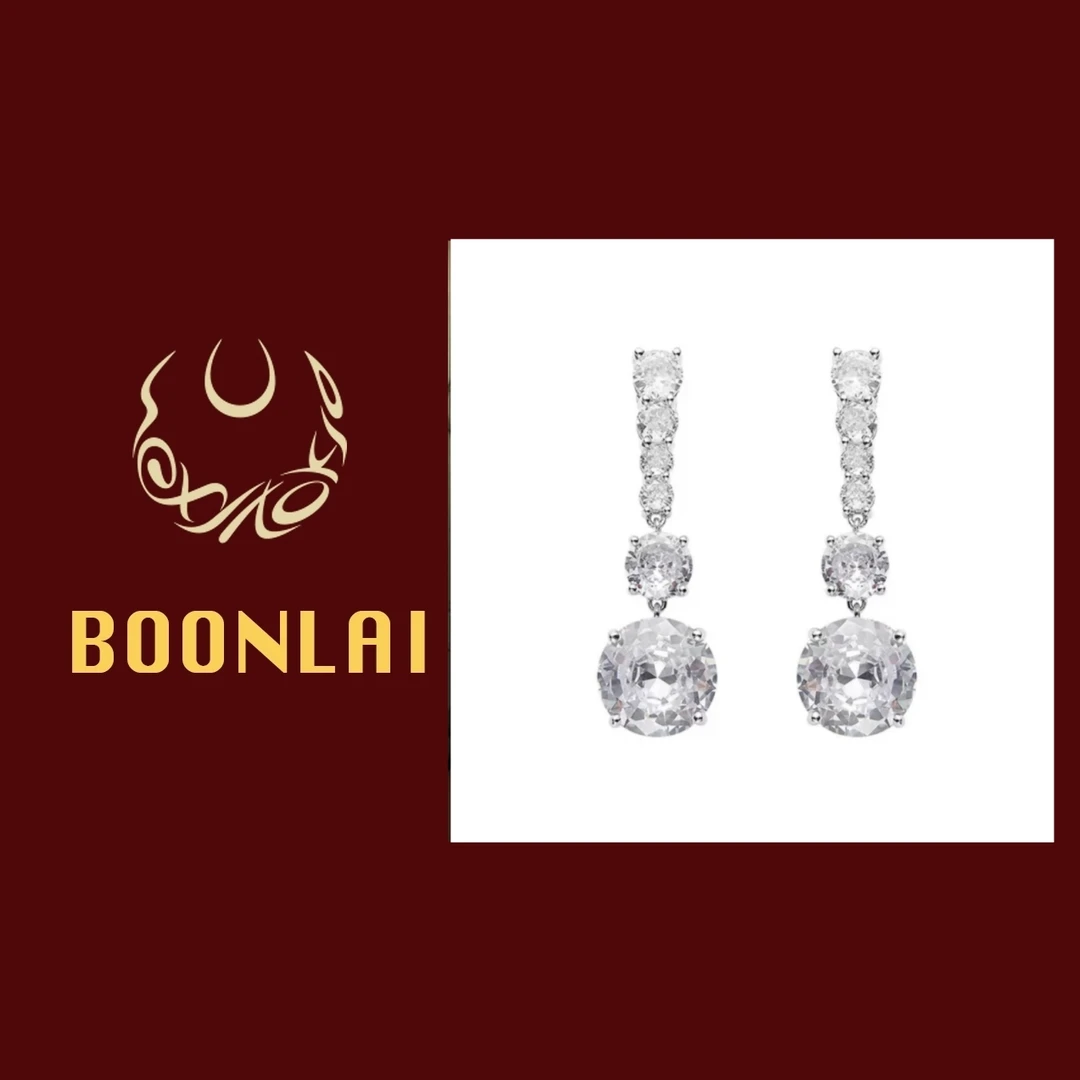 铜合金莫桑石耳饰 Boonlai 24年新款自家大货渐变钻圆形长款耳环