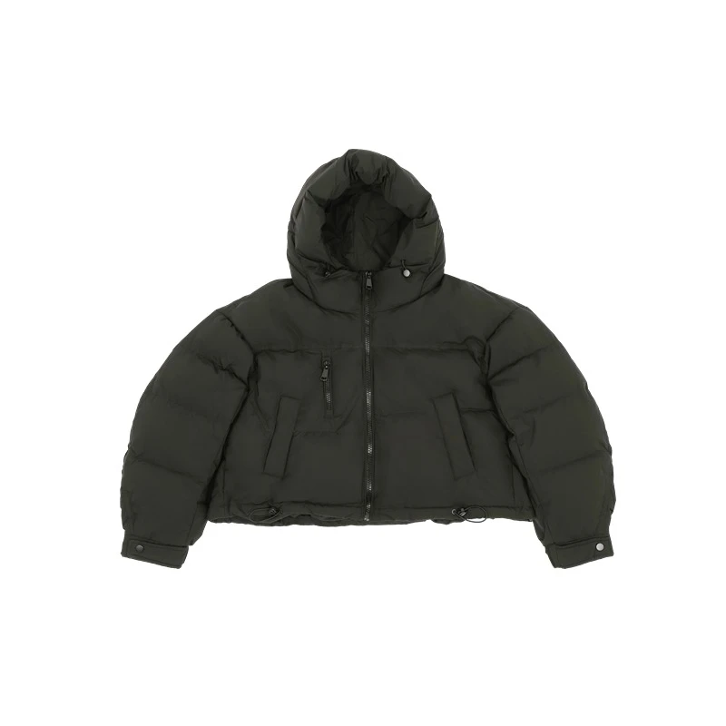 [9933]纯色双拉链羽绒服女百搭显瘦冬季新款白鸭绒连帽短款宽松