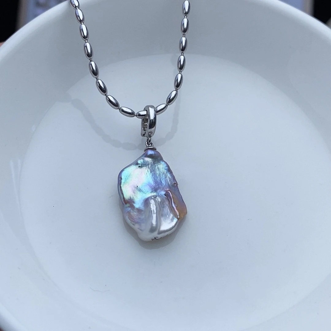 淡水珍珠银S925镶嵌吊坠(不含链)30