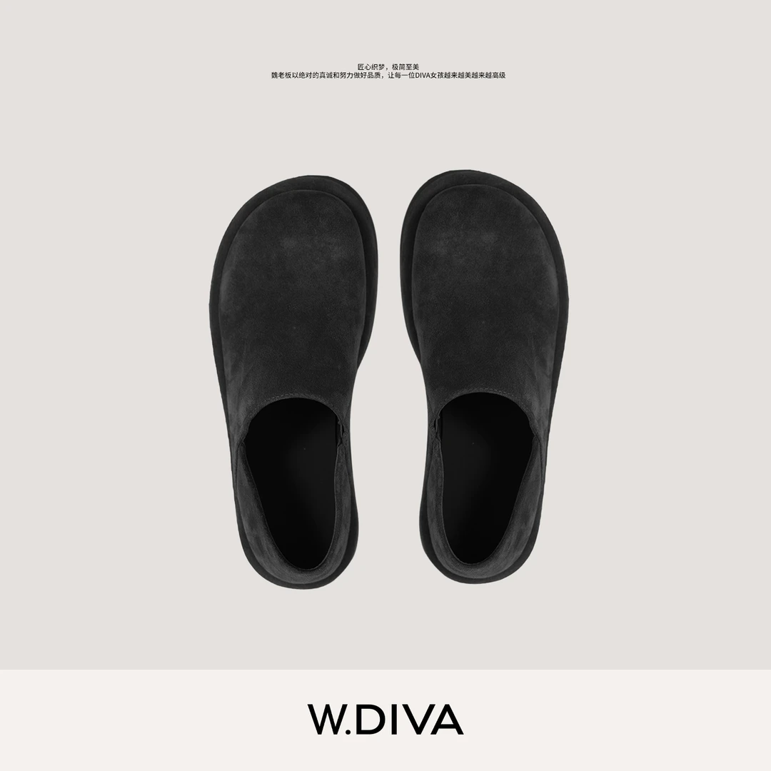 W.Diva【大头穆勒鞋】厚底博肯一脚蹬懒人穆勒鞋休闲鞋50X313038